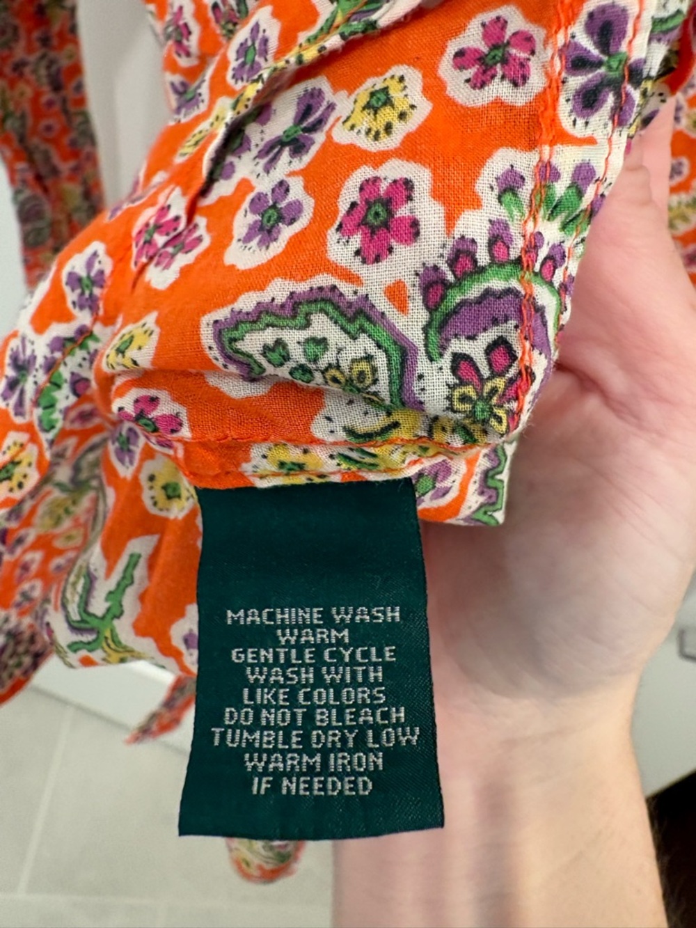Lauren Ralph Lauren Cotton Orange Paisley Floral Button Down Size Medium - Picture 11 of 11
